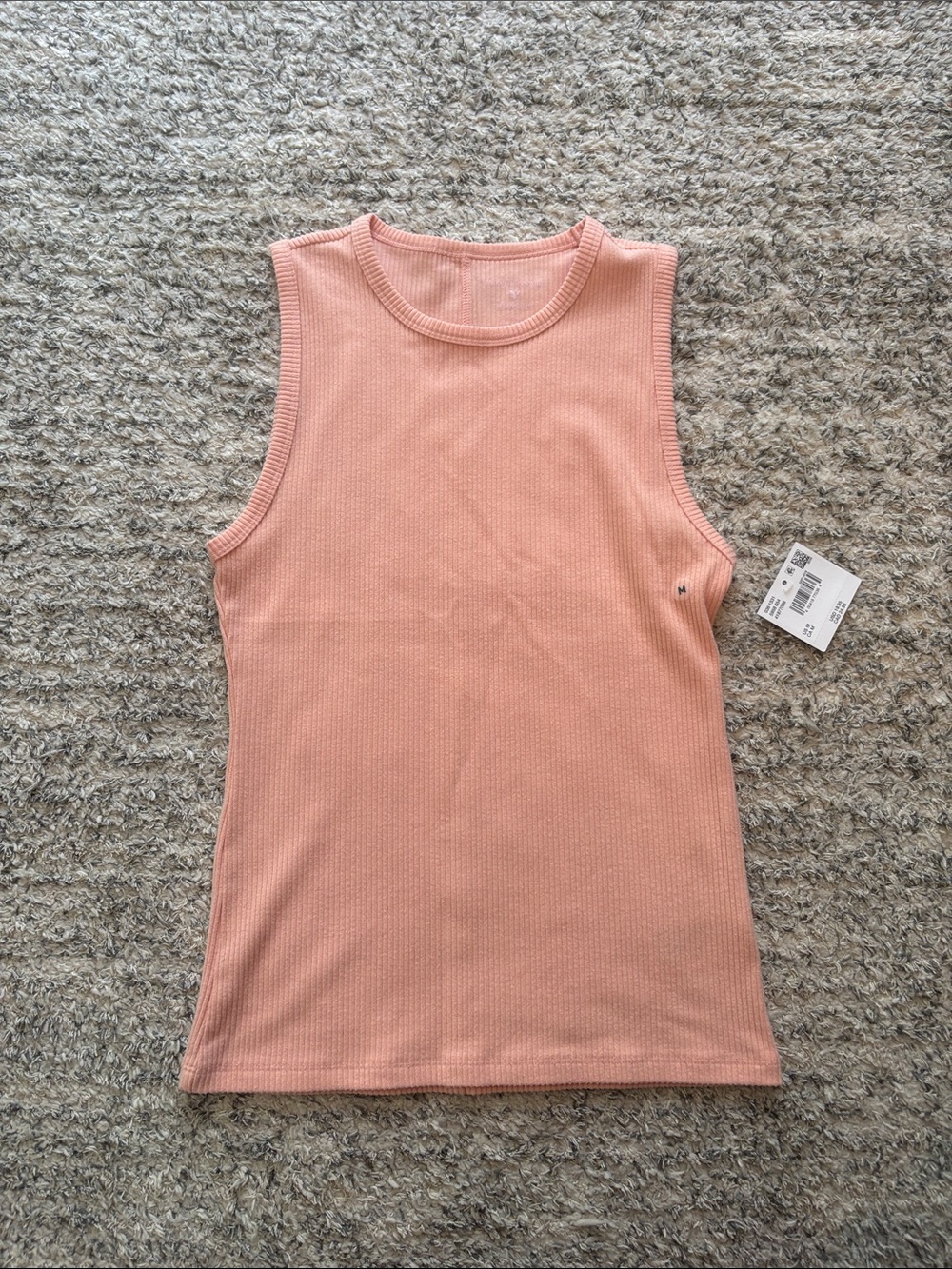 American Eagle Outfitters Ribbed Sleeveless Tank in Peach Pink